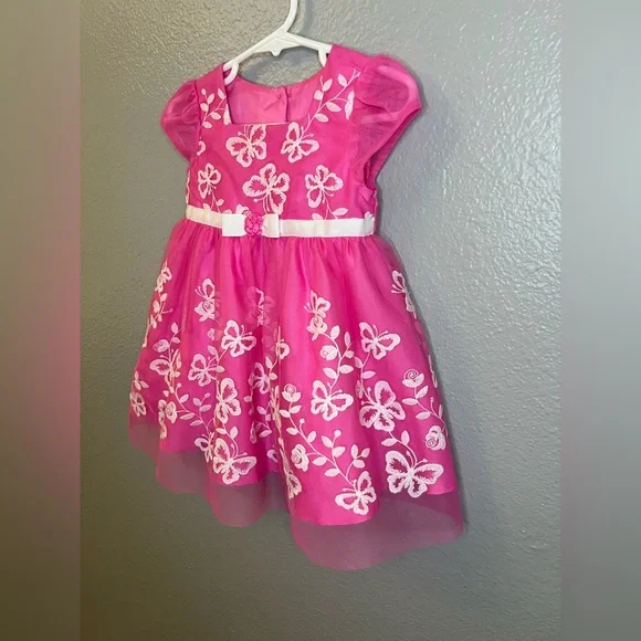 Jona Michelle Pink Butterfly Embroidered Tulle Dress | Size 12M - Picture 2 of 6